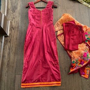 indian suit with tights and scarf